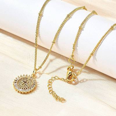 Brass Clear Cubic Zirconia Pendant Necklaces for Women NJEW-A039-02E-G-1