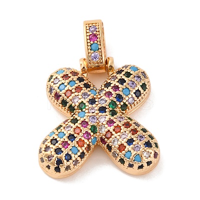Brass Micro Pave Cubic Zirconia Pendants KK-C076-29X-G02-1