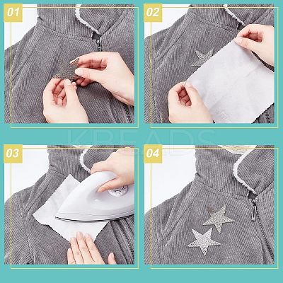 20Pcs 10 Style Rhinestone Star Cloth Iron On/Sew On Patches DIY-NB0006-05-1