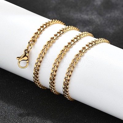304 Stainless Steel Curb Chain Necklaces X-NJEW-H492-01G-1