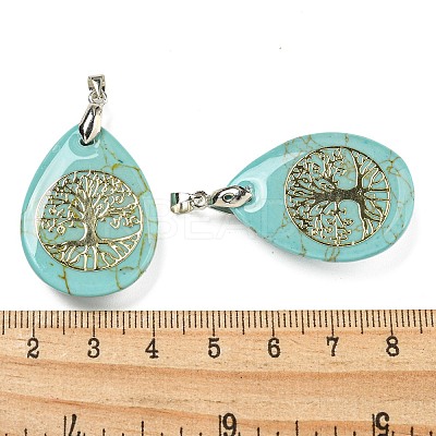 Synthetic Turquoise Teardrop Pendants G-Q175-01F-1