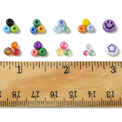 DIY Flat Round & Round Acrylic & Glass Seed Beads Jewelry Making Findings Kits DIY-FS0006-45-1