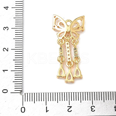 Brass Micro Pave Clear Cubic Zirconia Tassels Pendants X-KK-H526-06G-1