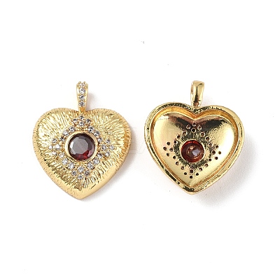 Brass Micro Pave Clear Cubic Zirconia Pendants KK-E068-VF325-1