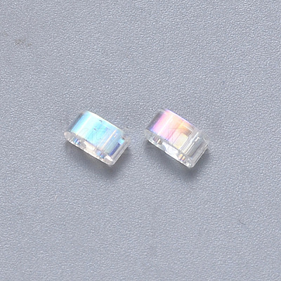 FGB 2-Hole Transparent Glass Seed Beads SEED-S031-M-250-1