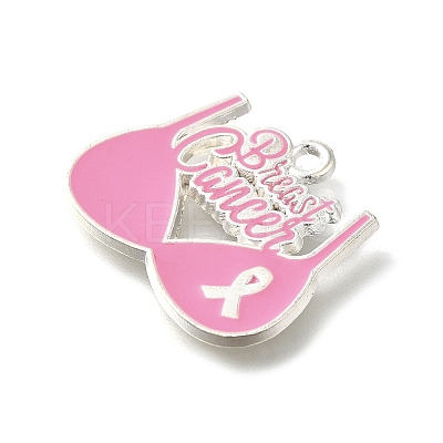 Breast Cancer Pink Awareness Ribbon Theme Alloy Enamel Pendants LS-ENAM-C026-01H-S-1