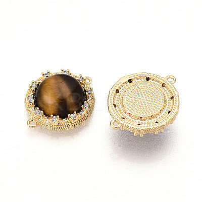 Natural Tiger Eye Connector Charms KK-N258-12G-1