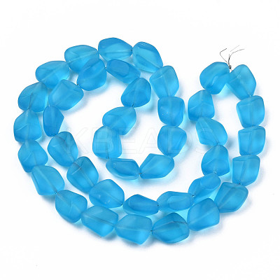 Transparent Frosted Glass Beads Strands FGLA-S001-02-1
