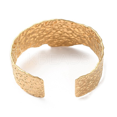 304 Stainless Steel Textured Cuff Bangles LS-BJEW-F457-01G-1