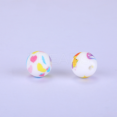 Printed Round Silicone Focal Beads SI-JX0056A-94-1