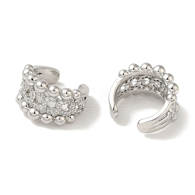 Rack Plating Brass Micro Pave Clear Cubic Zirconia Twisted Chain Ring Cuff Earrings for Women EJEW-P280-15P-1