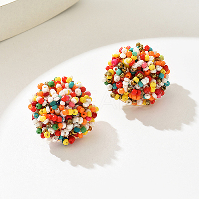 Plastic Bead Cluster Stud Earrings GI1626-1-1