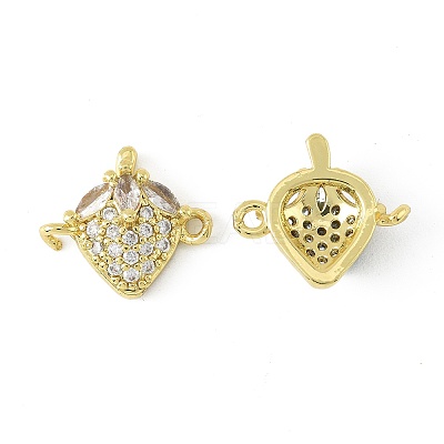 4Pcs 2 Colors Brass Pave Cubic Zirconia Fruit Connector Charms KK-FS0001-73C-1