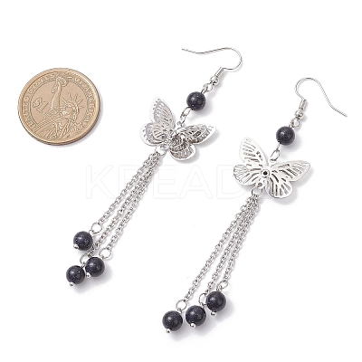Brass Butterfly Dangle Earrings EJEW-JE06665-1