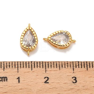 Brass Pave Clear Cubic Zirconia Teardrop Connector Charms KK-H515-03B-G-1