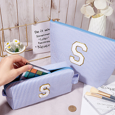 Letter S Polyester Makeup Storage Bag AJEW-WH20001-73B-1