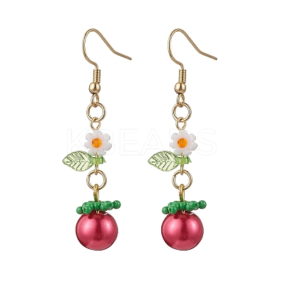 304 Stainless Steel Tomato Dangle Earrings EJEW-MZ00464-01-1