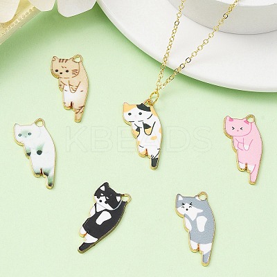 10Pcs 5 Style Printed Alloy Pendants ENAM-YW0003-61-1