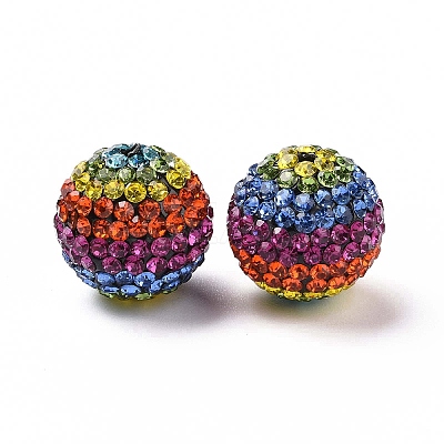Rainbow Polymer Clay Rhinestone Beads RB-L029-01-1