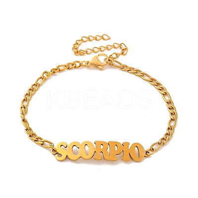 Constellation 202 Stainless Steel Figaro Chain Link Bracelets for Women Men LS-AJEW-U006-01L-1