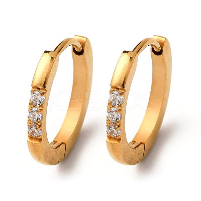304 Stainless Steel Clear Cubic Zirconia Hoop Earrings EJEW-D331-18C-G-1