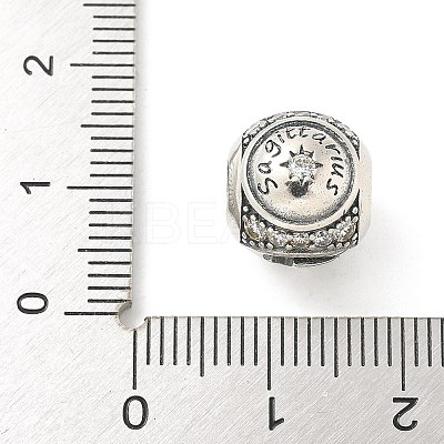Brass Clear Cubic Zirconia European Beads LS-FIND-M049-01AS-02-1