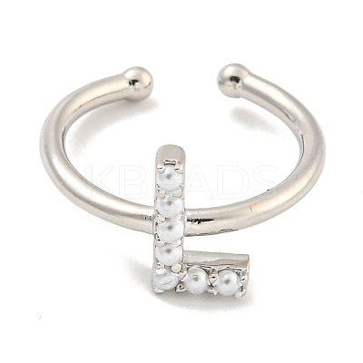 Rack Plating Brass Open Cuff Rings for Women RJEW-F162-01P-L-1
