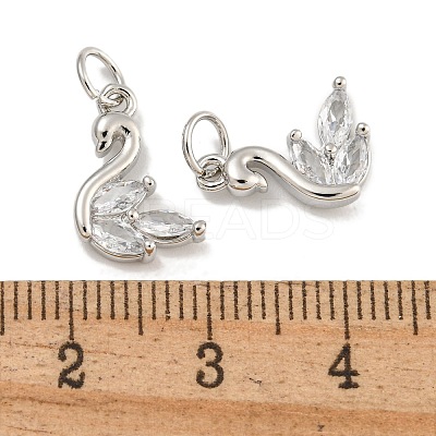 Rack Plating Brass Micro Pave Clear Cubic Zirconia Charms KK-U030-15P-1