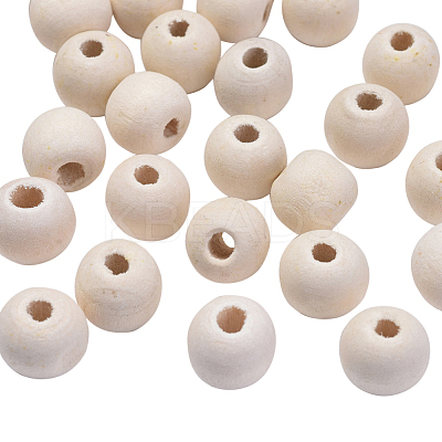 Natural Unfinished Wood Beads WOOD-R196-12mm-LF-1