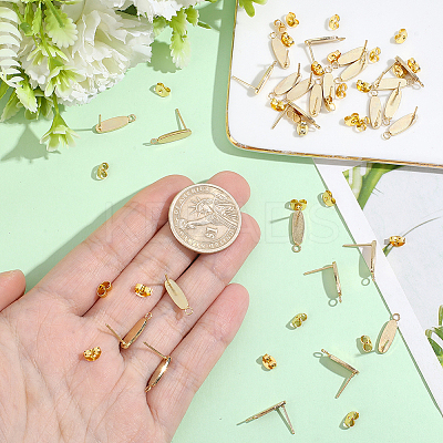30Pcs 201 Stainless Steel Oval Stud Earring Findings STAS-BBC0010-07-1