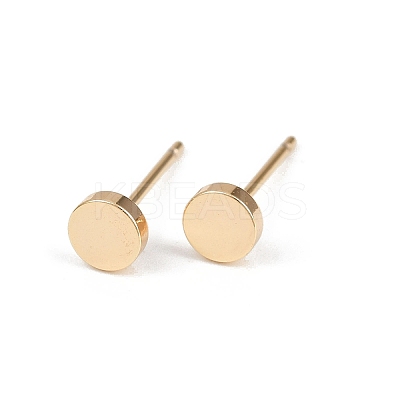Brass Flat Round Stud Earrings for Women EJEW-G441-06E-G-1