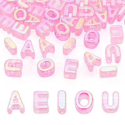 50Pcs 5 Styles UV Plating Rainbow Iridescent Acrylic Beads OACR-TA0004-93D-1