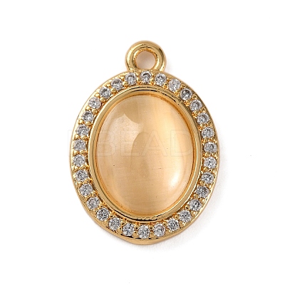 Brass Micro Pave Clear Cubic Zirconia Pendants KK-Z066-06G-01-1