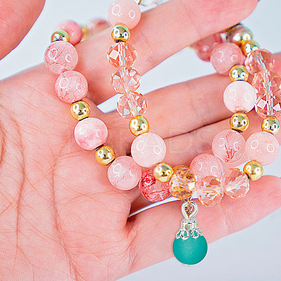 200Pcs 10 Color Transparent Frosted Glass Charms PALLOY-GO00001-1