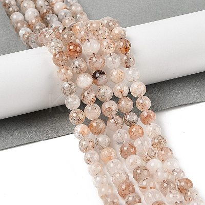 Natural Black Gold Rutilated Quartz Beads Strands G-H093-B02-6MM-1