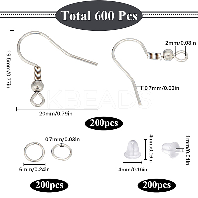 200Pcs 316 Surgical Stainless Steel Earring Hooks DIY-SC0024-18-1