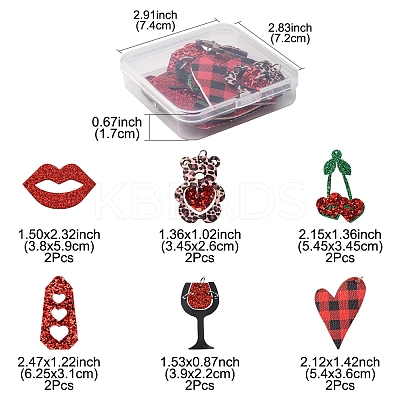 12Pcs 6 Styles PU Leather Big Pendants FIND-FS0003-74-1