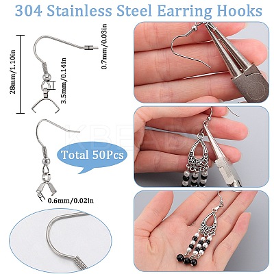 50Pcs 304 Stainless Steel Earring Hooks STAS-SC0008-30-1