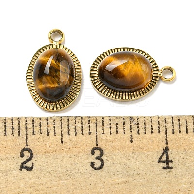 Natural Tiger Eye Oval Charms STAS-L278-126G-1