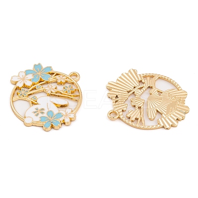 Rack Plating Alloy Enamel Pendants FIND-A040-05B-02G-1