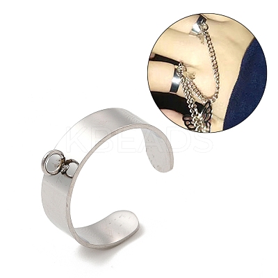 Non-Tarnish 304 Stainless Steel Open Cuff Ring Components STAS-C067-01A-P-1