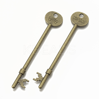 Tibetan Style Alloy Skeleton Key Big Pendants TIBEP-Q040-031AB-NR-1