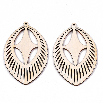 Undyed Natural Hollow Wooden Big Pendants LS-X-WOOD-N007-083-1