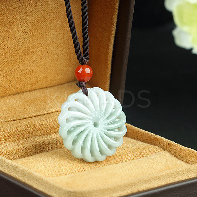 Hollow Flower Natural Jade Pendant Necklaces FS-WG657F8-01-1