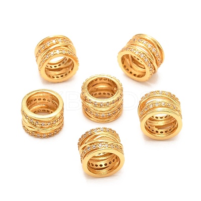 Brass Micro Pave Clear Cubic Zirconia European Beads ZIRC-P086-35G-1