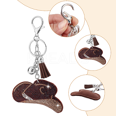 2Pcs 2 Styles PU & Rhinestone Keychains KEYC-GA0001-58-1