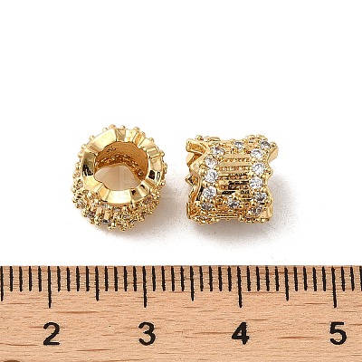 Rack Plating Brass Micro Pave Cubic Zirconia European Beads KK-Q795-03G-1
