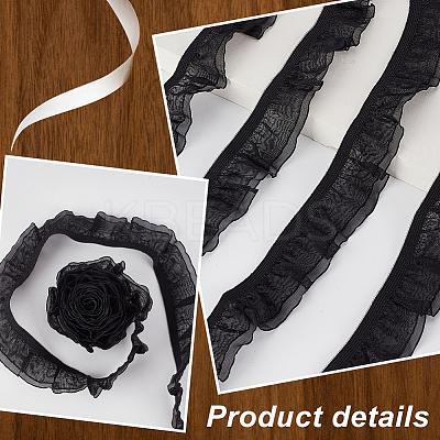 Polyester Pleated Elastic Lace Trim DIY-WH0656-82B-1