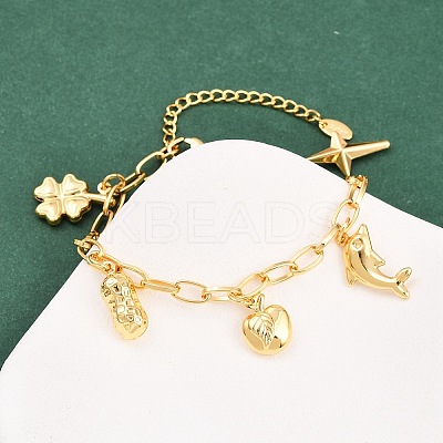 304 Stainless Steel Charm Bracelets BJEW-D359-01G-1