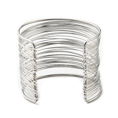 Non-Tarnish 304 Stainless Steel Multi Line Cuff Bangles BJEW-E079-01P-1